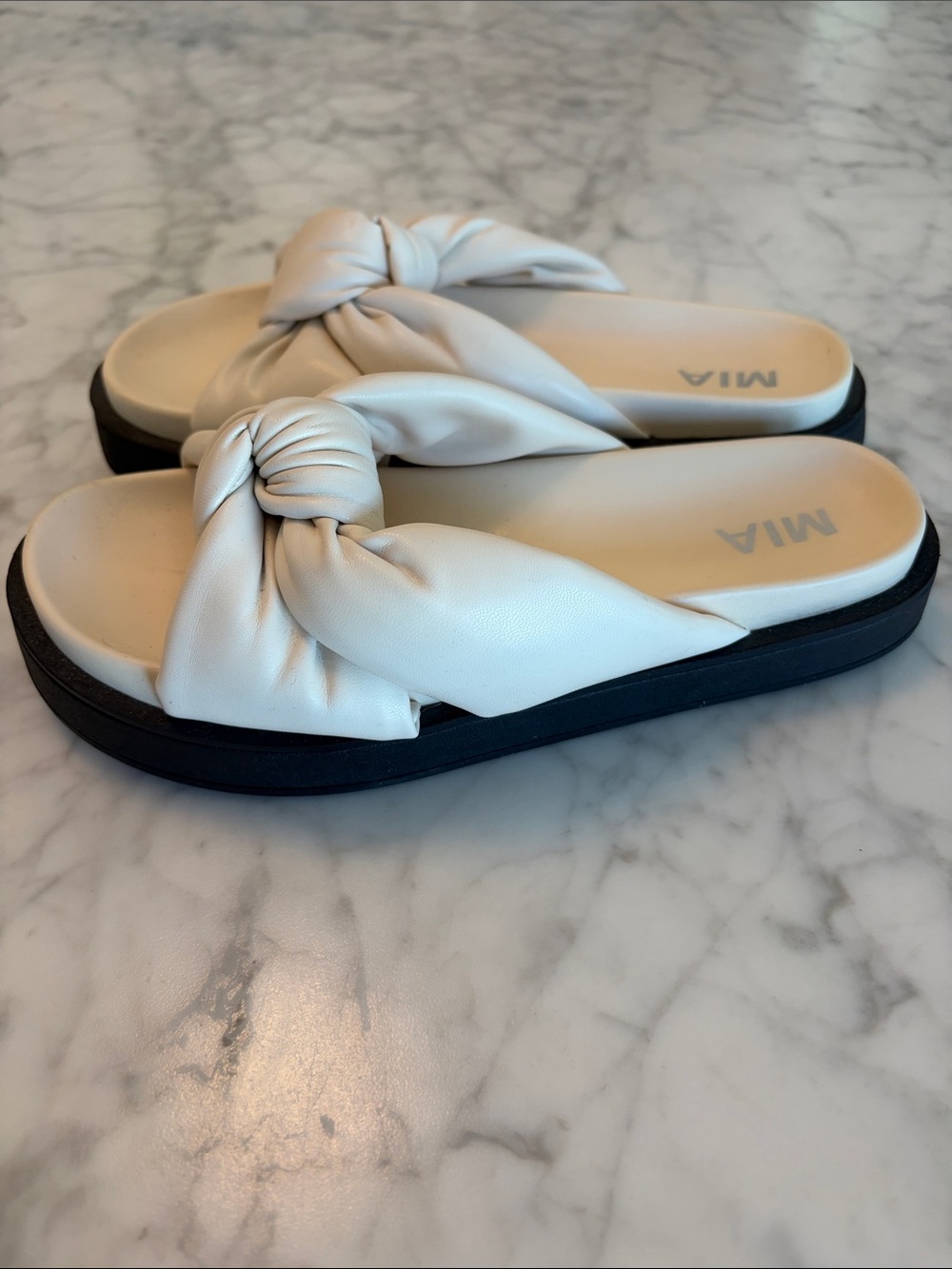 MIA Women’s Ivory Knot Slide Sandals